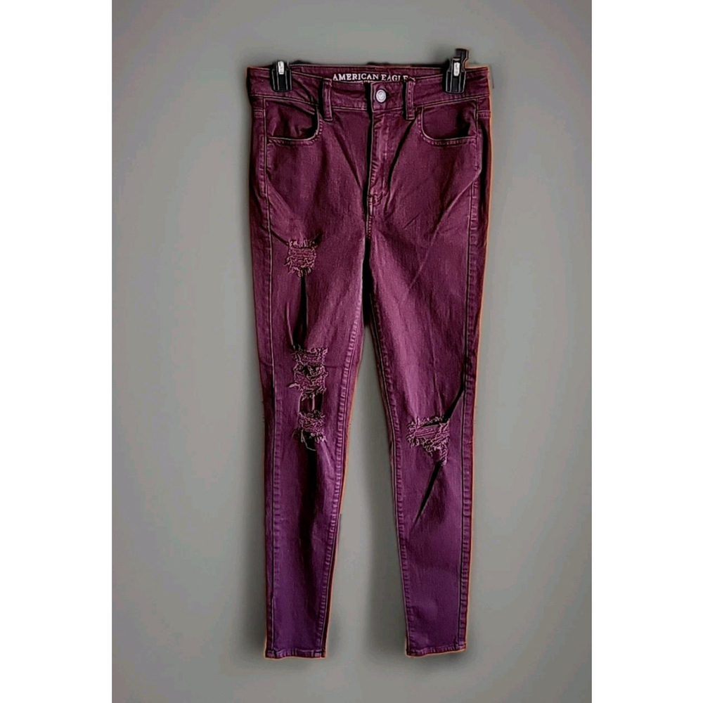 American Eagle Women's Jegging Jeans, Super High Rise, Size 4, Long Plum